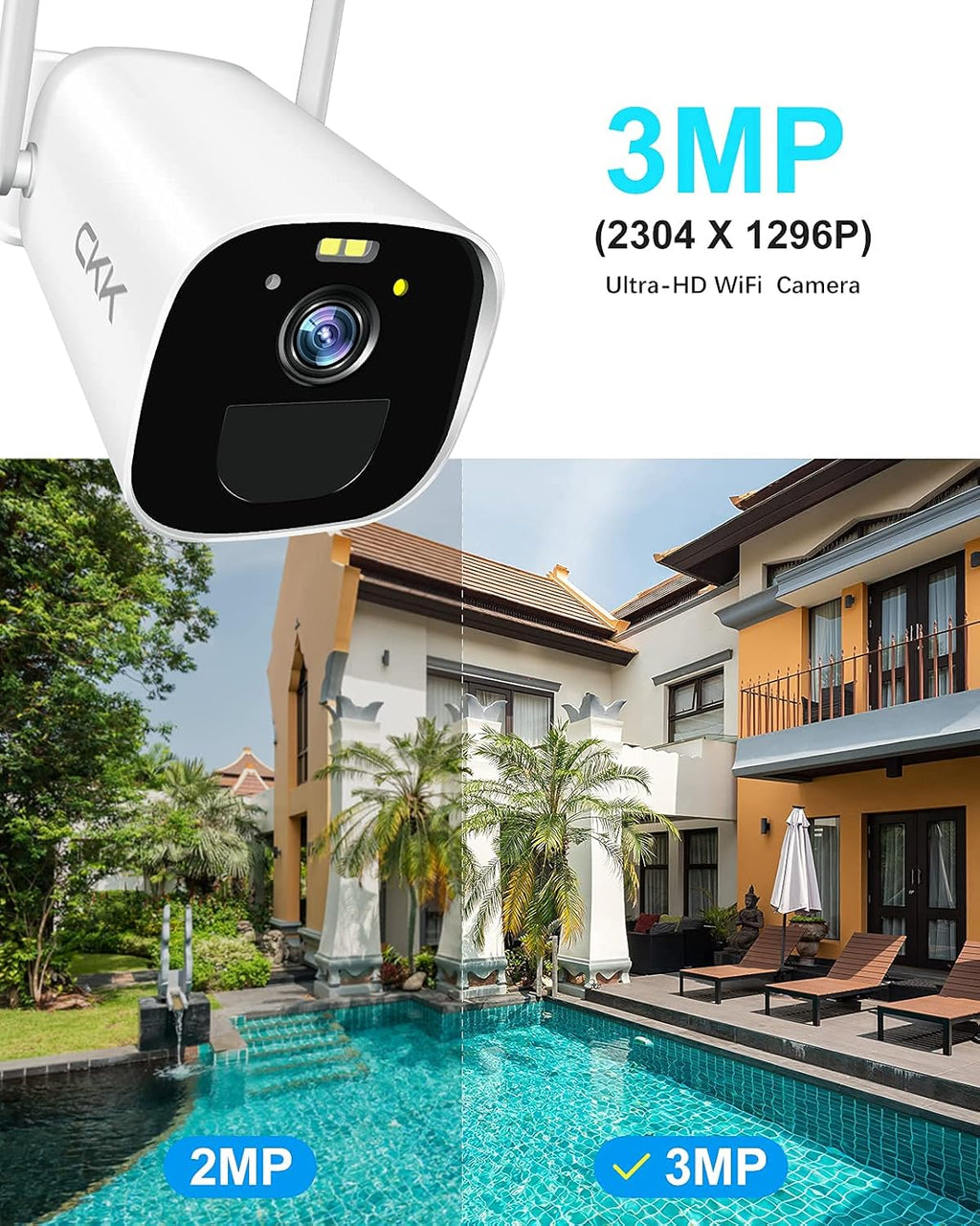 3MP Solar Powered Outdoor Security Camera with Rechargeable Battery W765