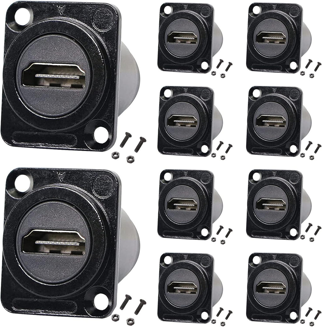 HDMI Panel Mount Coupler, Female to Female 4K Adapter, Bulkhead Extension with Cap, Pack of 2 E807952