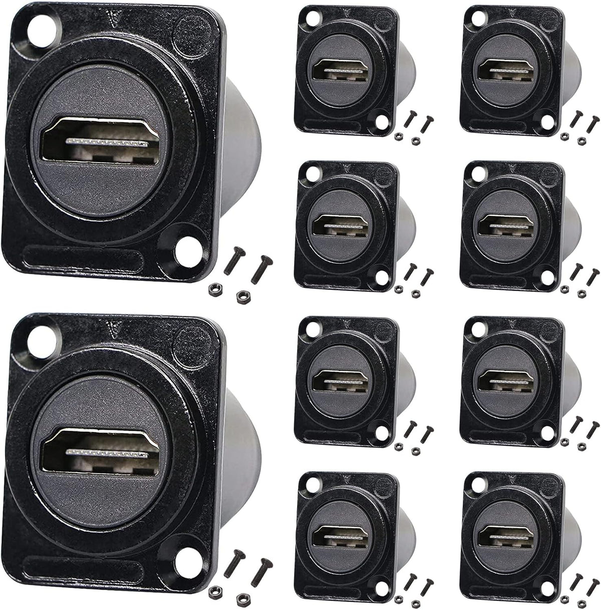 HDMI Panel Mount Coupler, Female to Female 4K Adapter, Bulkhead Extension with Cap, Pack of 2 E807952