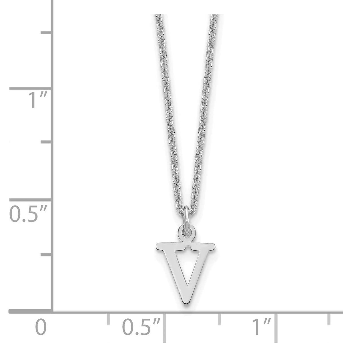 10K White Gold Letter V Initial Pendant with Chain F31758