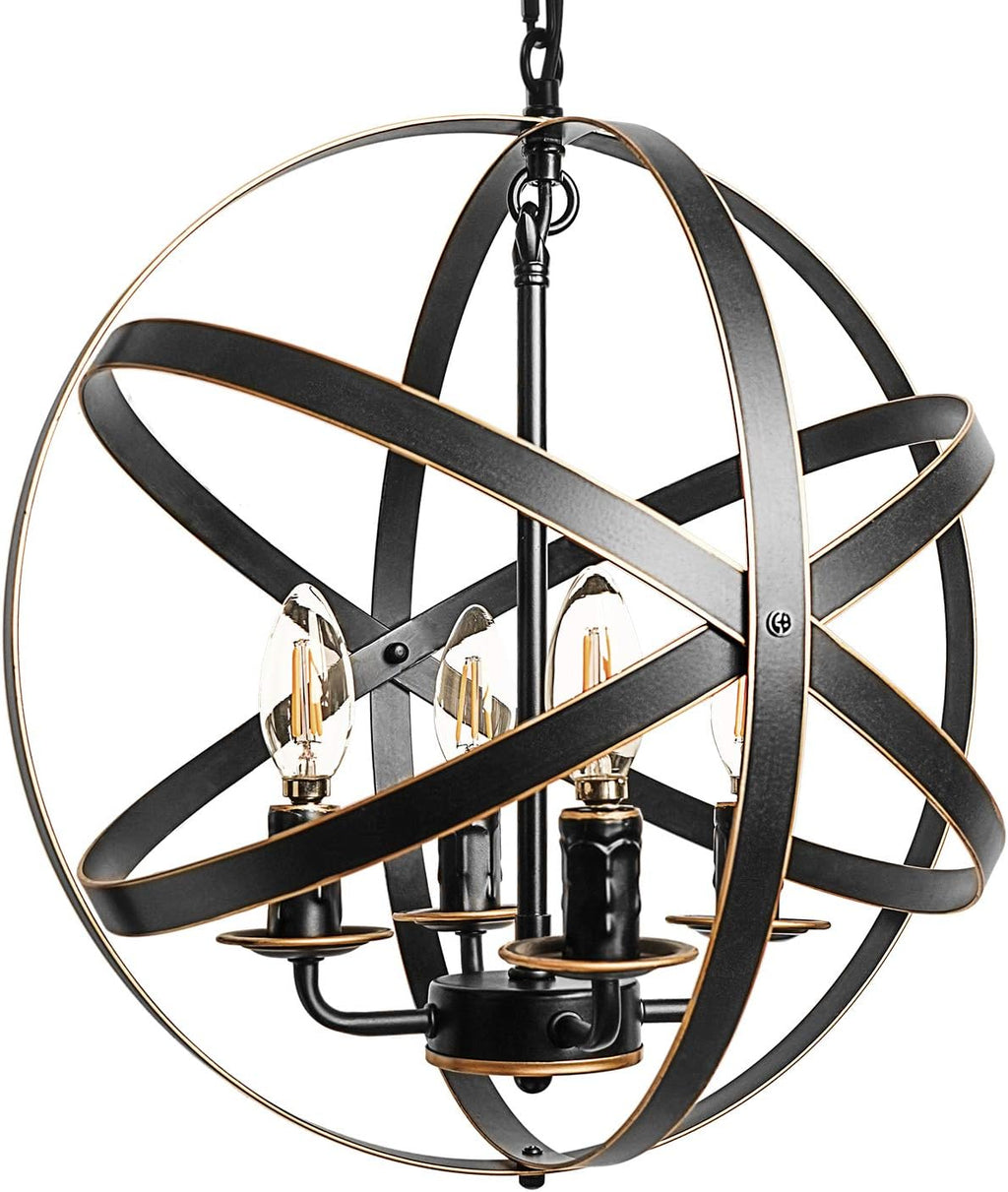 Black 4-Light Farmhouse Chandelier J776