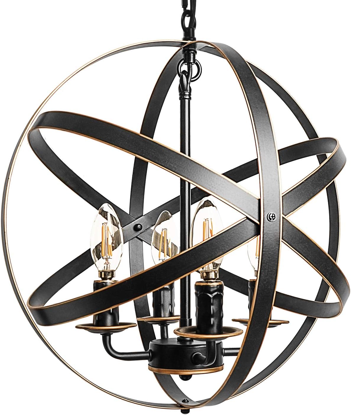 Black 4-Light Farmhouse Chandelier J776
