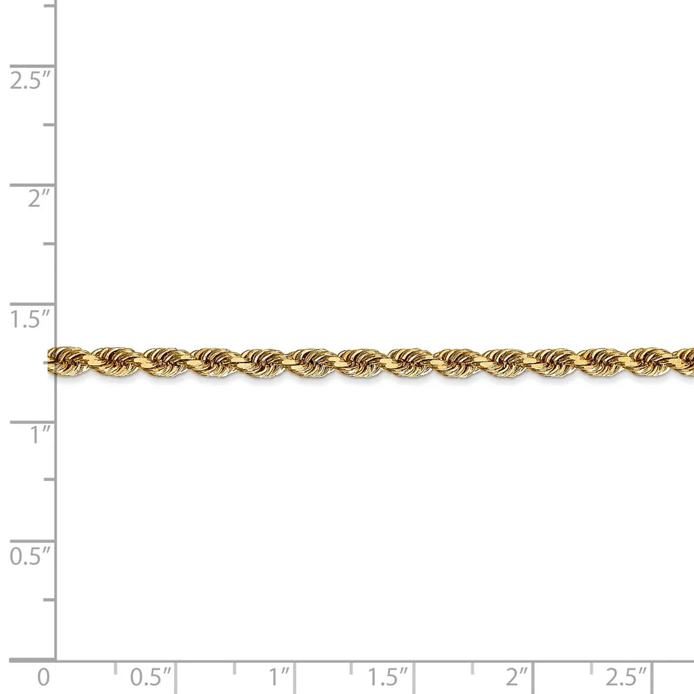 14kt Yellow Gold Diamond Cut Rope Chain 20 inch Lobster Clasp C114