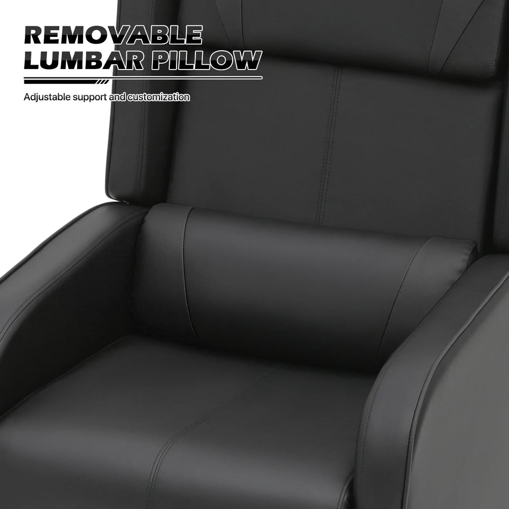 Black PU Leather Adjustable Reclining Gaming Chair with Footrest N252606