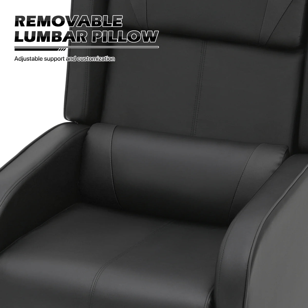 Black PU Leather Adjustable Reclining Gaming Chair with Footrest N252606