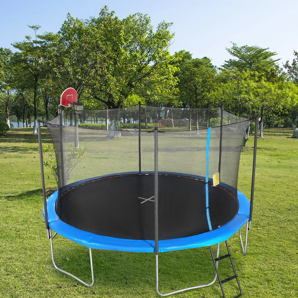 14ft Trampoline with Basketball Hoop and Ladder I250