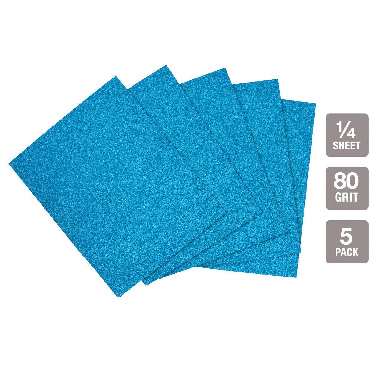 4-1/2 in. x 5-1/2 in. 80-Grit 1/4 Sheet Ceramic Sandpaper 5-Pack E222469