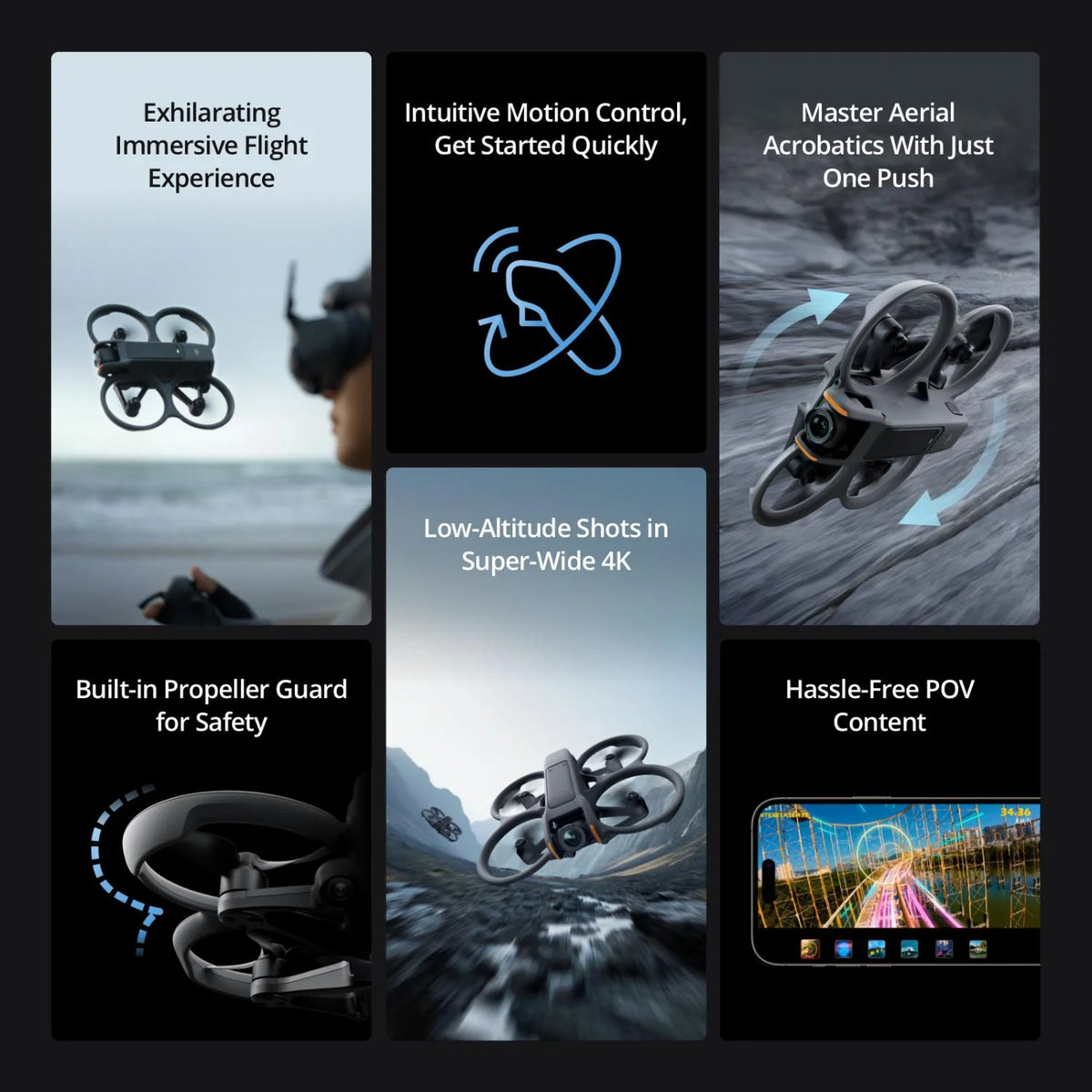 FPV Drone Fly More Combo (3 Batteries) with Camera 4K Includes Goggles 3 and RC Motion 3, Built-in Propeller Guard T785