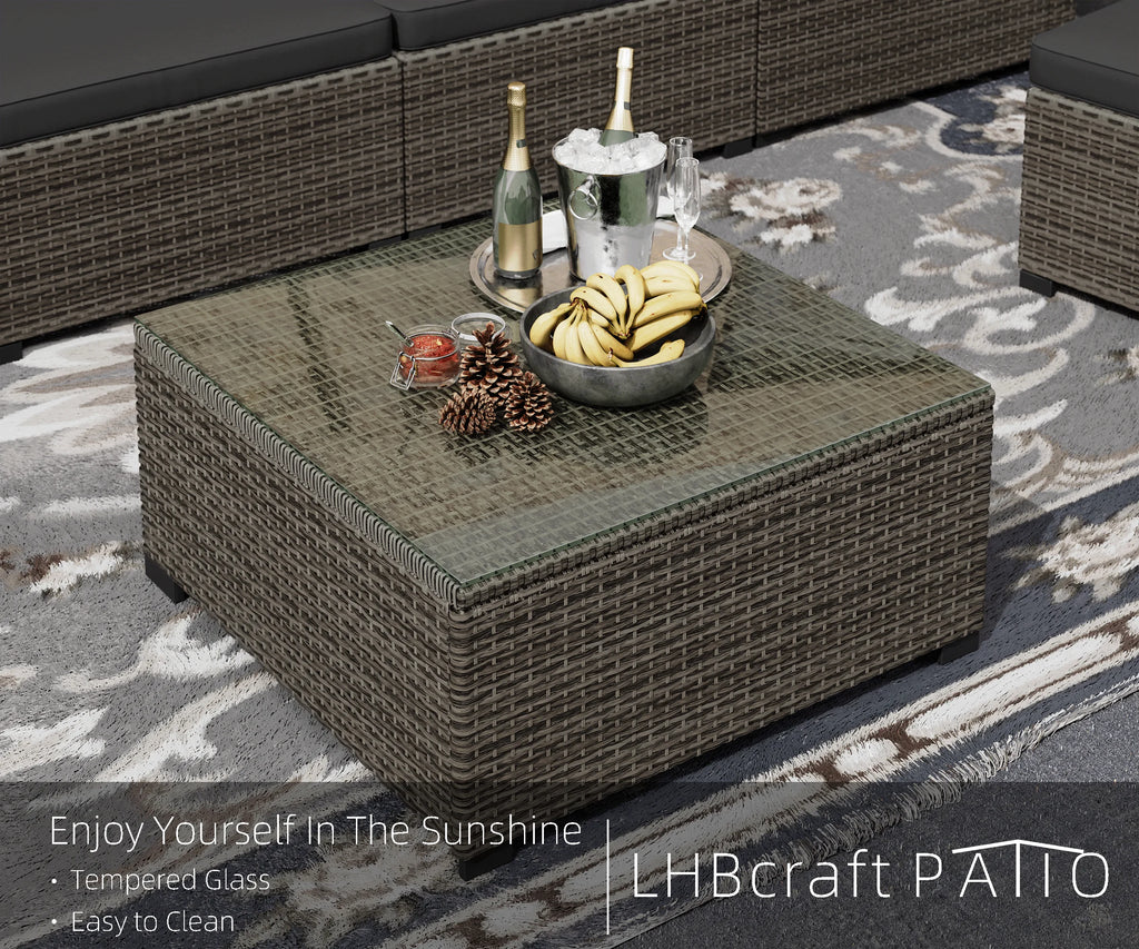 7 Piece PE Rattan Patio Sectional Sofa Set with Cushion and Coffee Table M141
