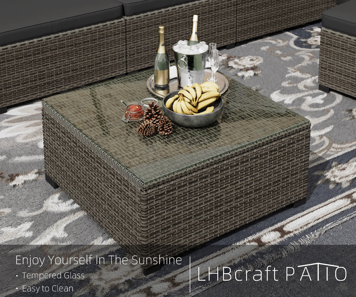 7 Piece PE Rattan Patio Sectional Sofa Set with Cushion and Coffee Table M141