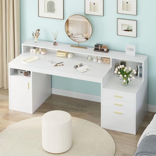 Black Computer Desk with 3 Drawer and Storage Shelves K2916