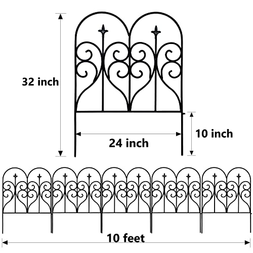 Decorative Garden Fence 32 in x 10 ft Rustproof Metal F585976