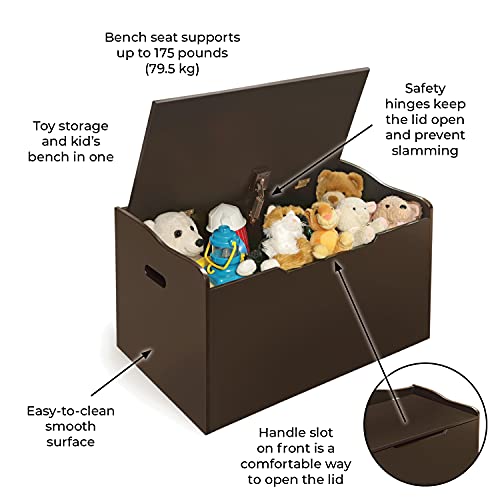 Gray Wooden Toy Box and Storage Bench Seat with Safety Hinge A176