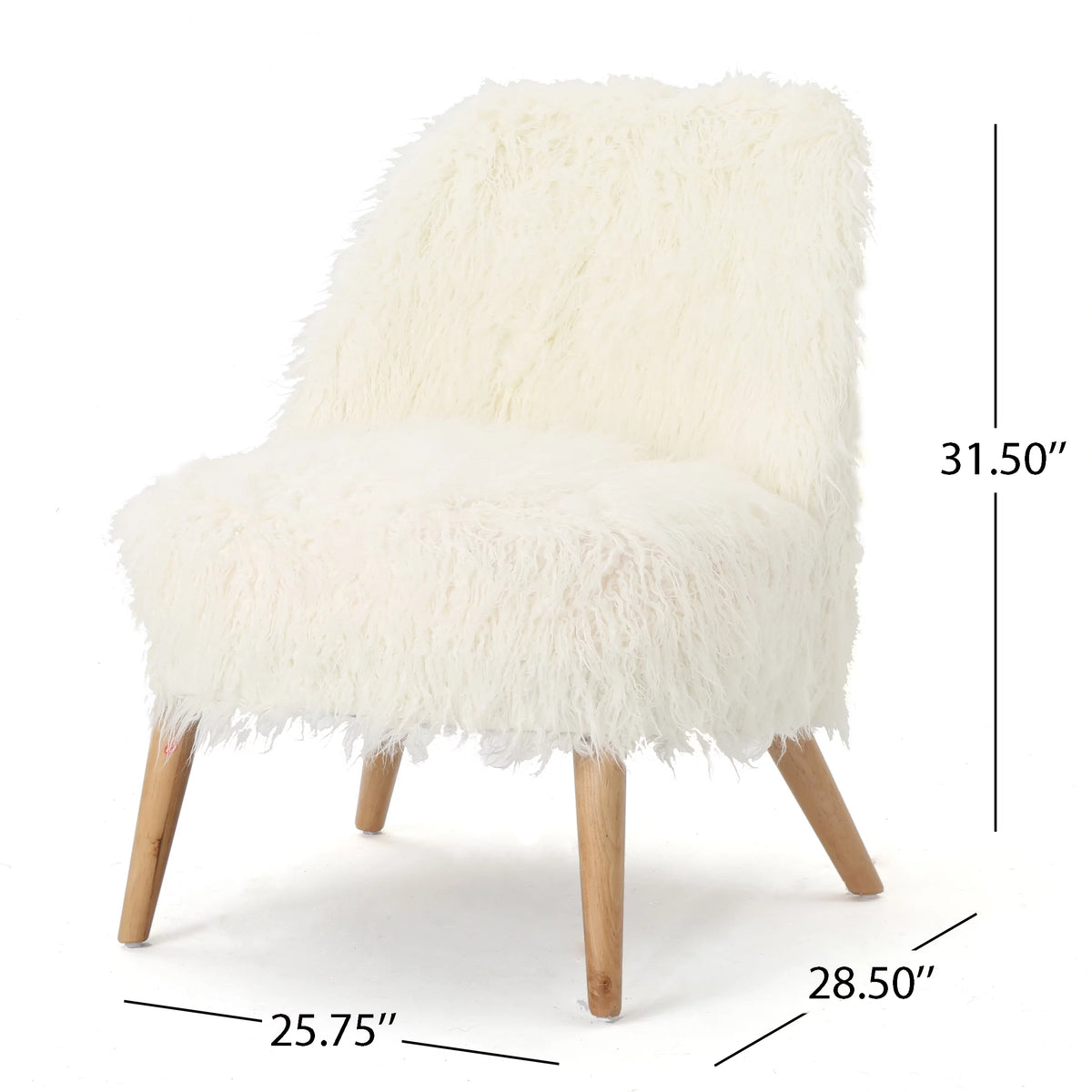 White Faux Fur Accent Chair P73704