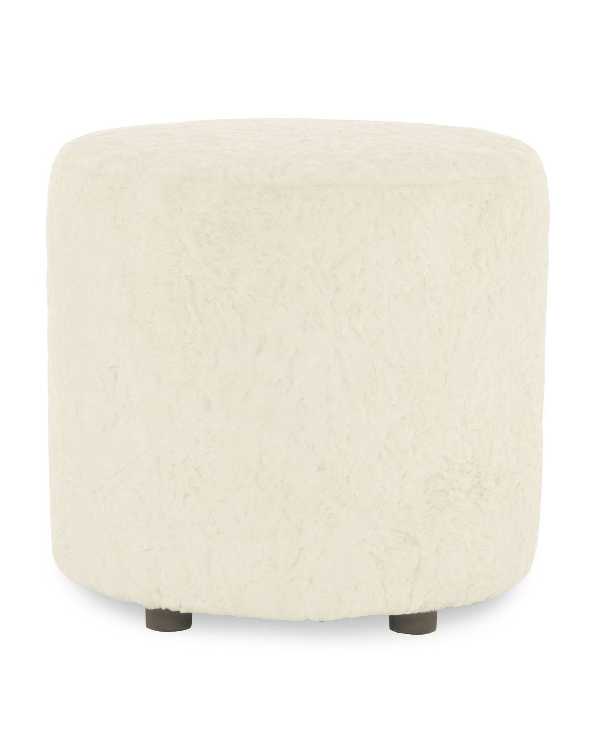 Ivory Faux Fur Ottoman U777