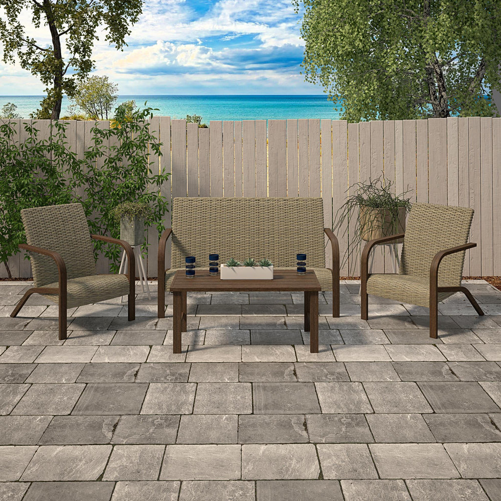 Warm Gray Patio Furniture Set Loveseat and Coffee Table M165498