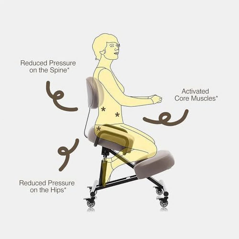 Adjustable Kneeling Chair with Backrest Black D786