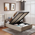 Full Size Hydraulic Storage Platform Bed with Upholstered Headboard, Beige D546