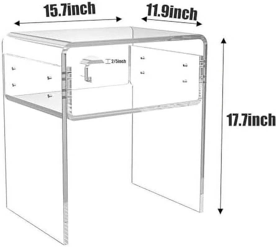 Acrylic Side Table 16" L x 12" W x 18" H Clear Small End Table B644323