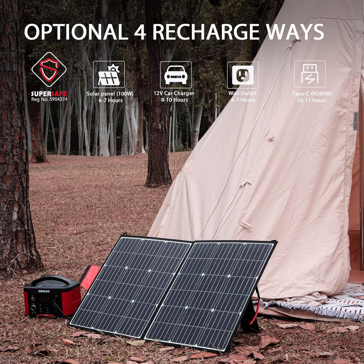 Portable Power Station 626Wh 600W AC Outlets Lithium Battery Y529