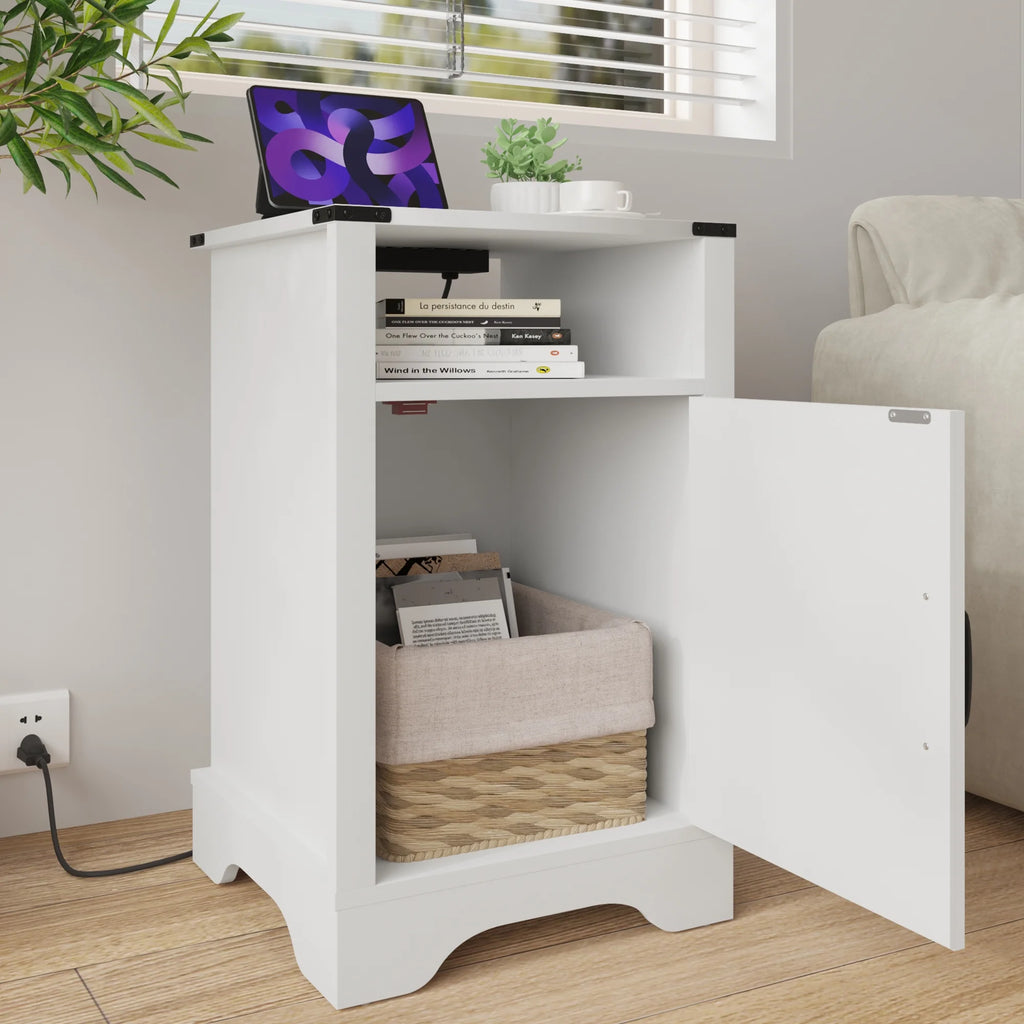 White Wood Nightstand Y724