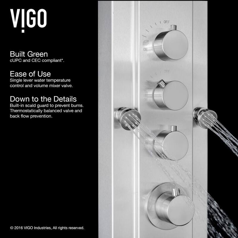 6-Jet Shower Panel System with Rainhead and Hand Shower Wand in Stainless Steel D9074
