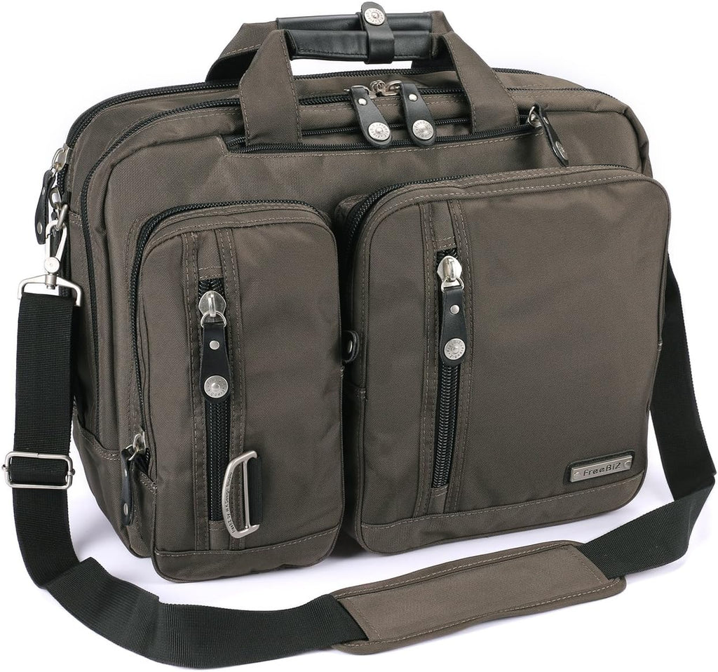 Convertible Laptop Backpack Briefcase Messenger Bag Water Resistant Travel Rucksack for 17.3 Inch Laptop Gray O516480