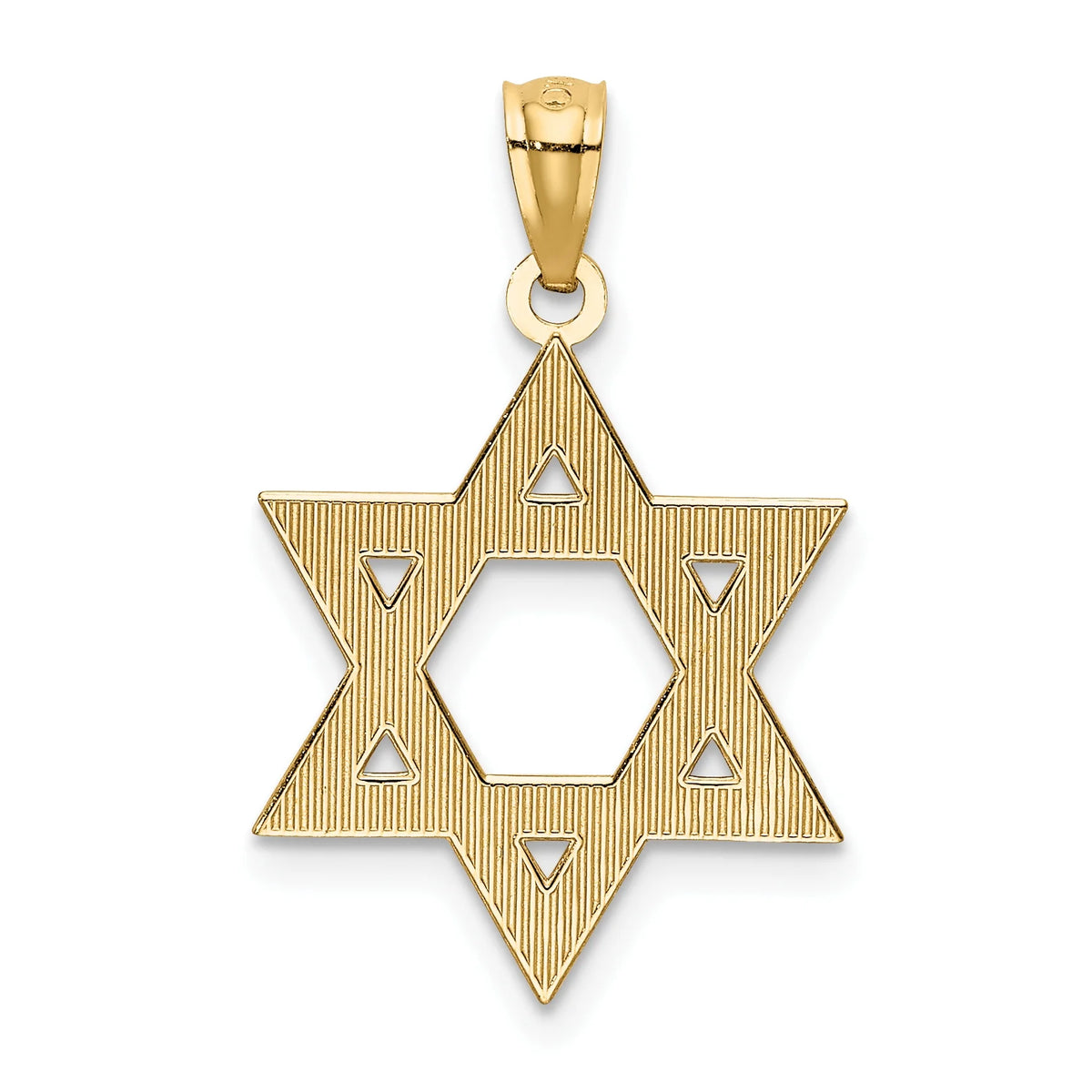 14K Yellow Gold Diamond-Cut Star Of David Pendant Charm with 10K Yellow Gold Rope Chain Necklace 16'' G9340