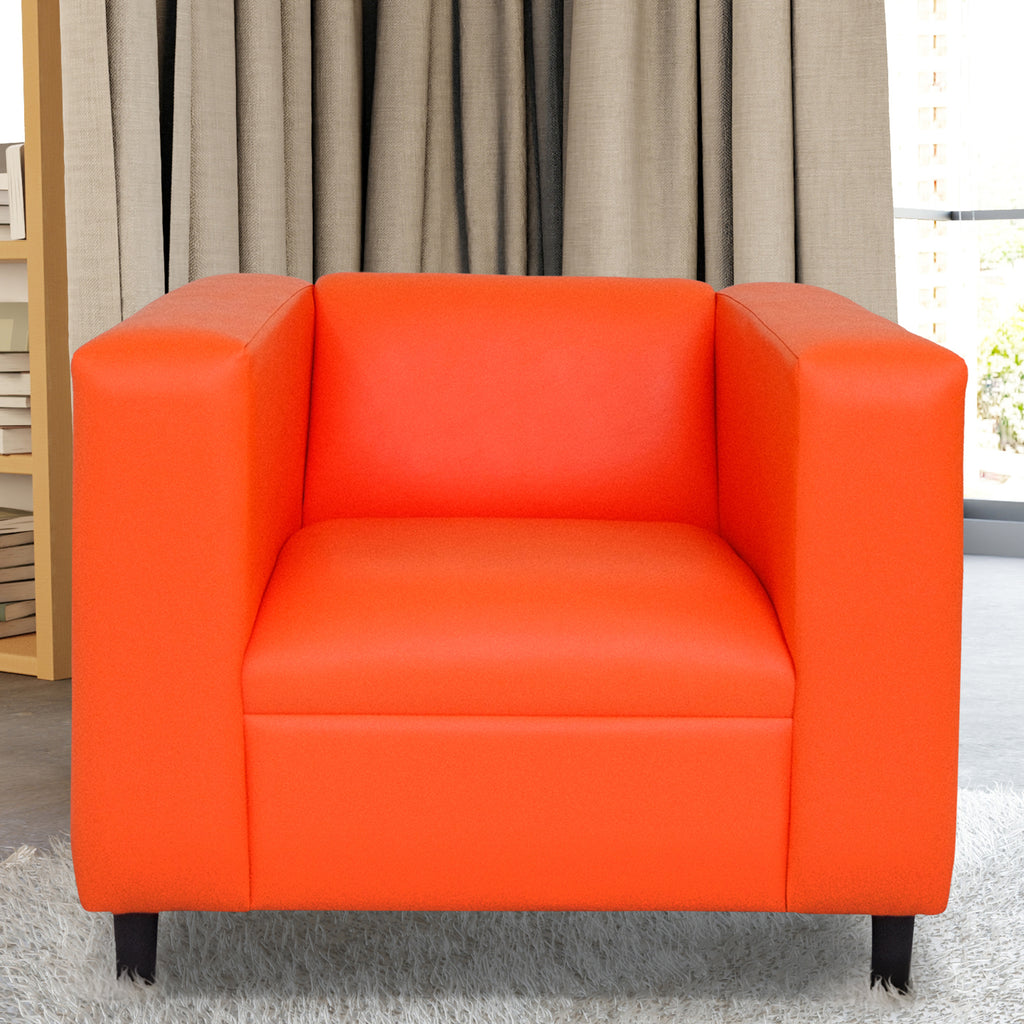 Faux Leather Sofa Chair with Solid Wood Frame Y887413