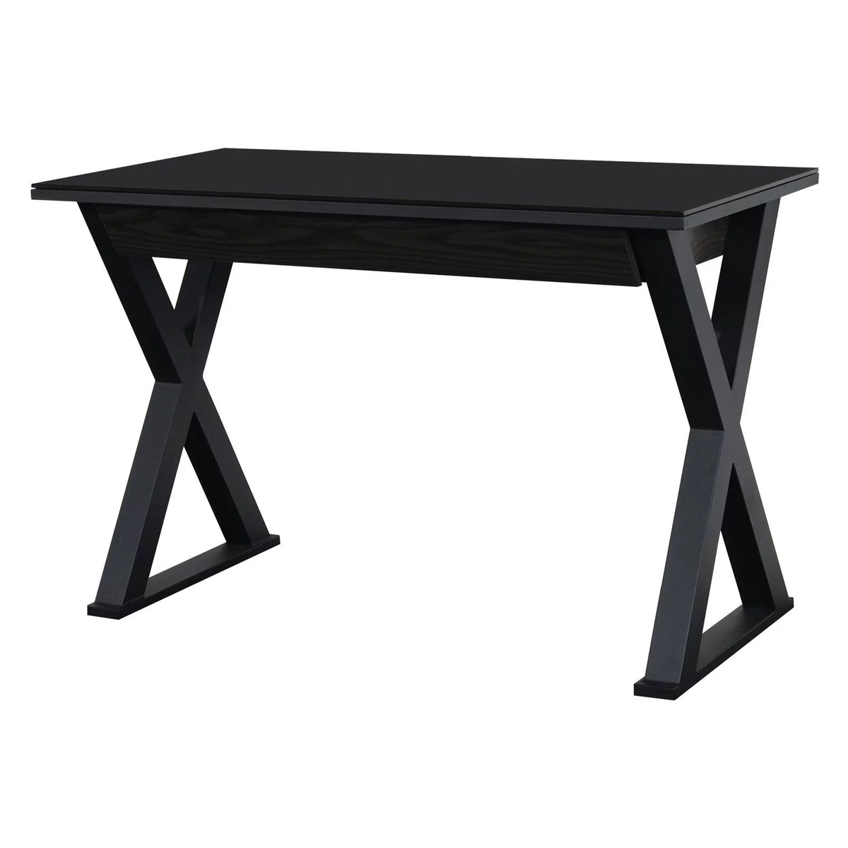 Black Glass Top Wood Computer Desk B12684