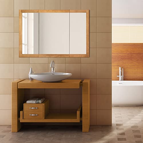 Nutmeg Oak Assembled Frame Bathroom Wall Cabinet with Mirrored Doors, 36" Z6450