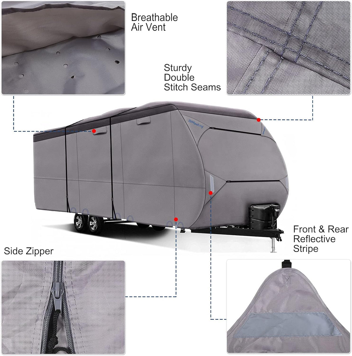 Waterproof 500D Travel Trailer Cover with 4 Tire Covers U789