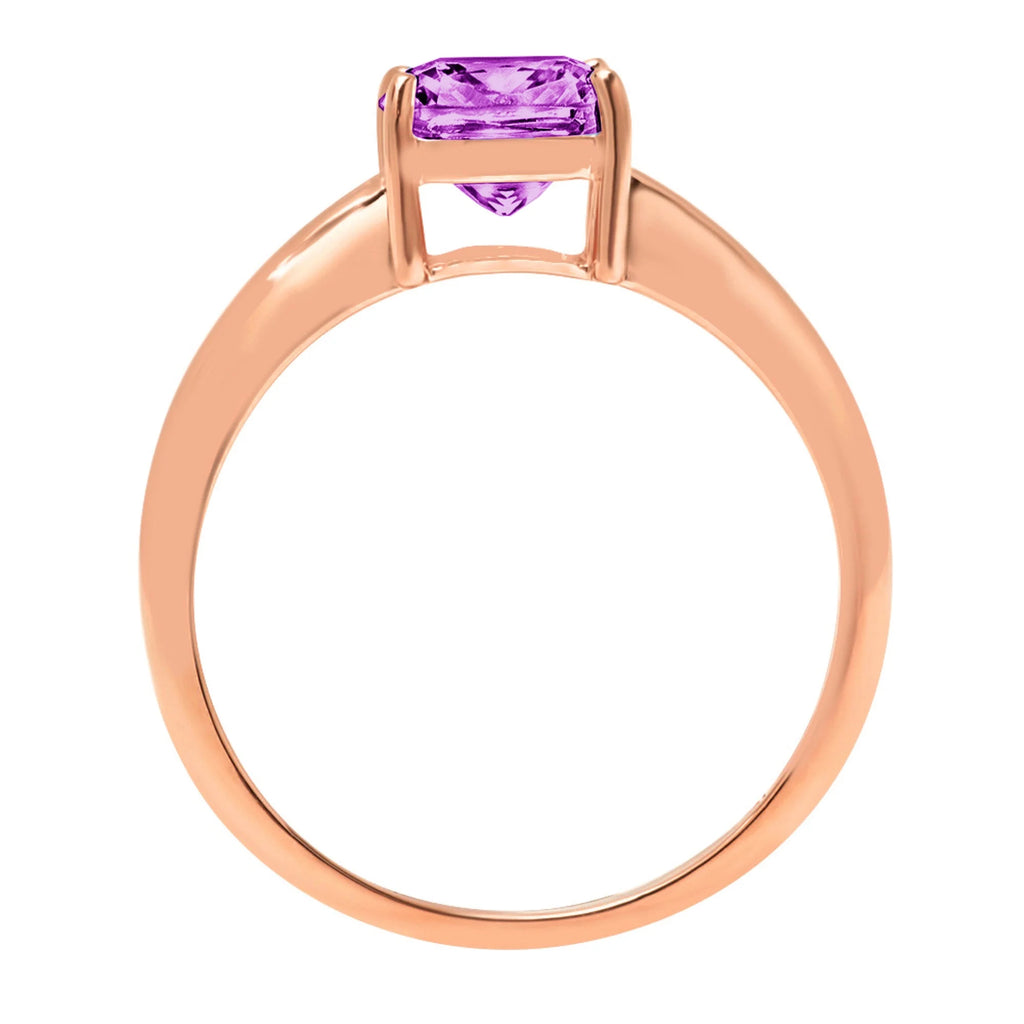 Cushion Cut Simulated Alexandrite 18k Rose Gold Ring Size 3.75 P902081