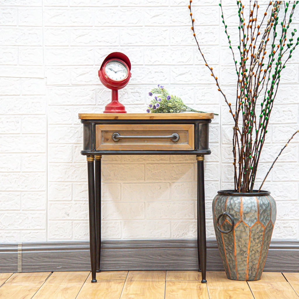 Mid Century One Drawer Wood Side Table with Storage G16615