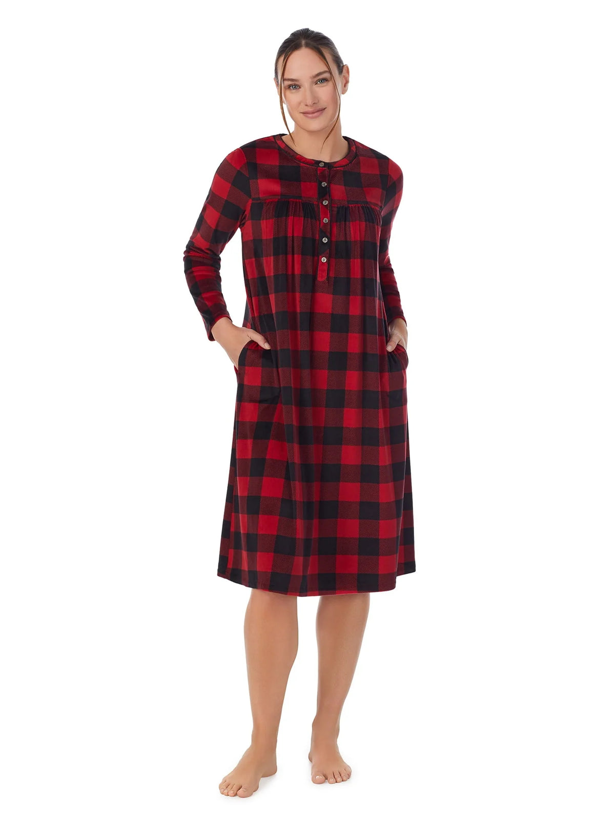 Women's Knit Velour Long Sleeve Nightgown N73857