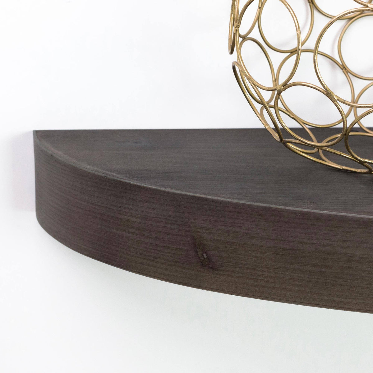 Large Round Wood Floating Wall Shelf Black N4259