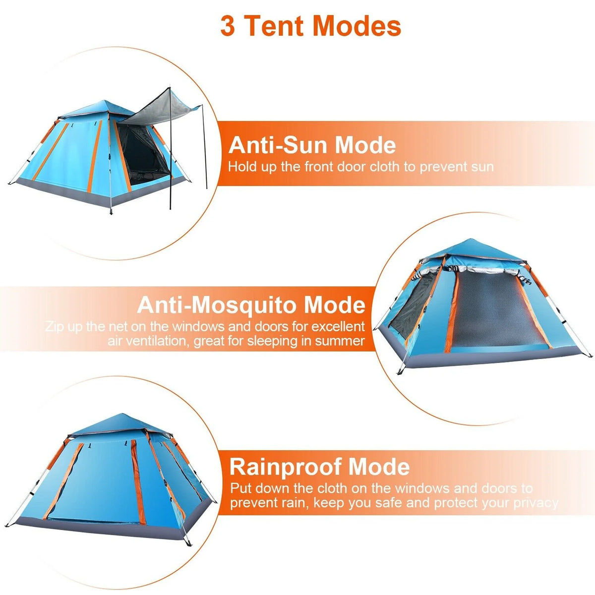 3-4 Person Pop Up Outdoor Camping Tent Y74695