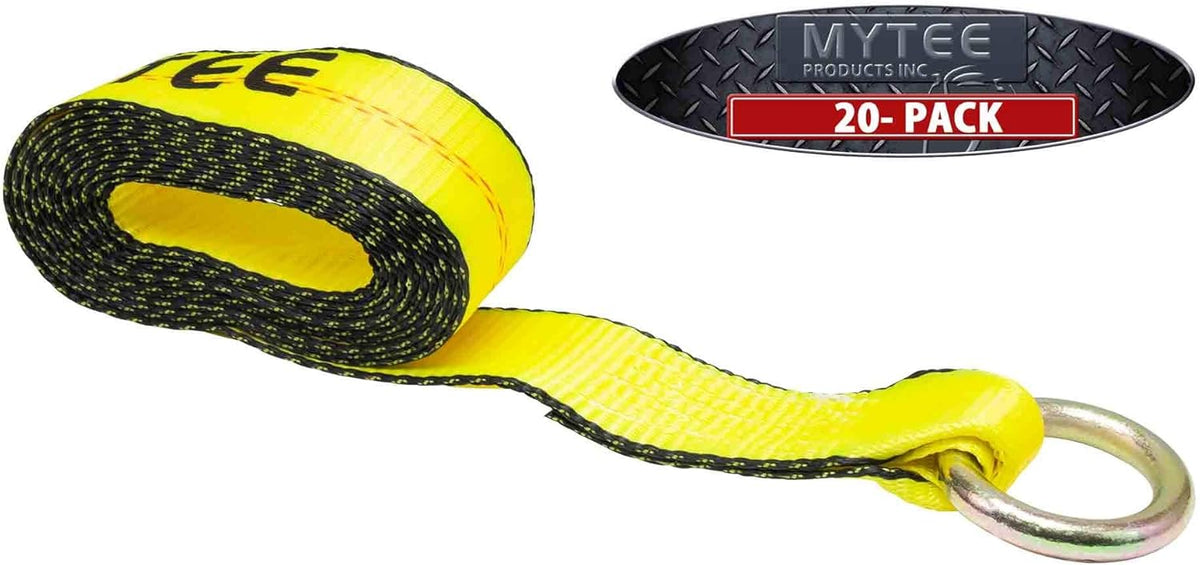 8 Pack 2 x12' Yellow Winch Lasso Strap with O Ring X943650