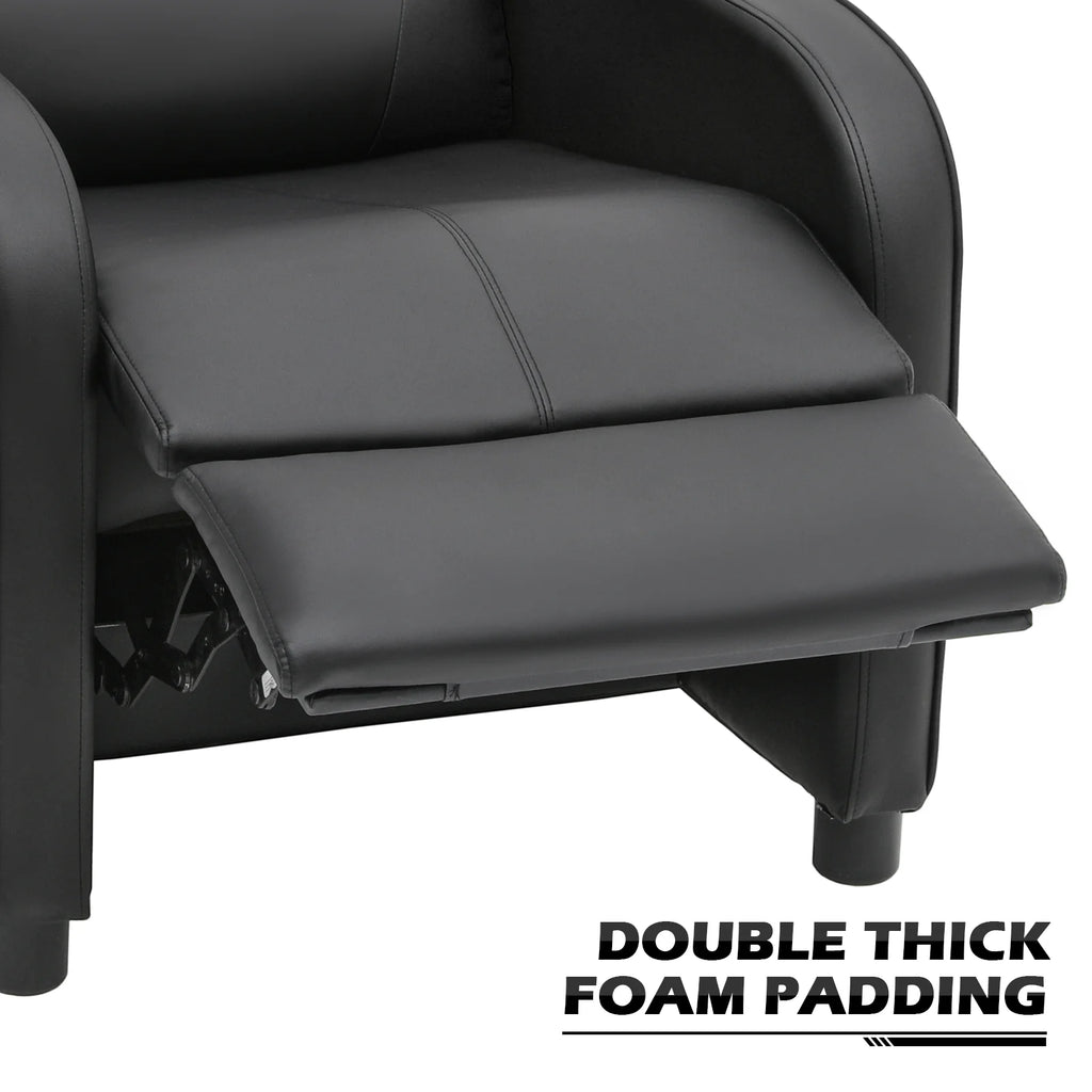 Black PU Leather Adjustable Reclining Gaming Chair with Footrest N252606