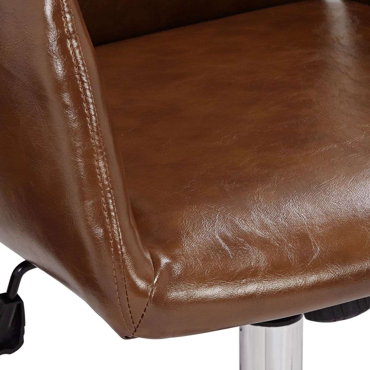Brown Faux Leather Swivel Office Chair N661430