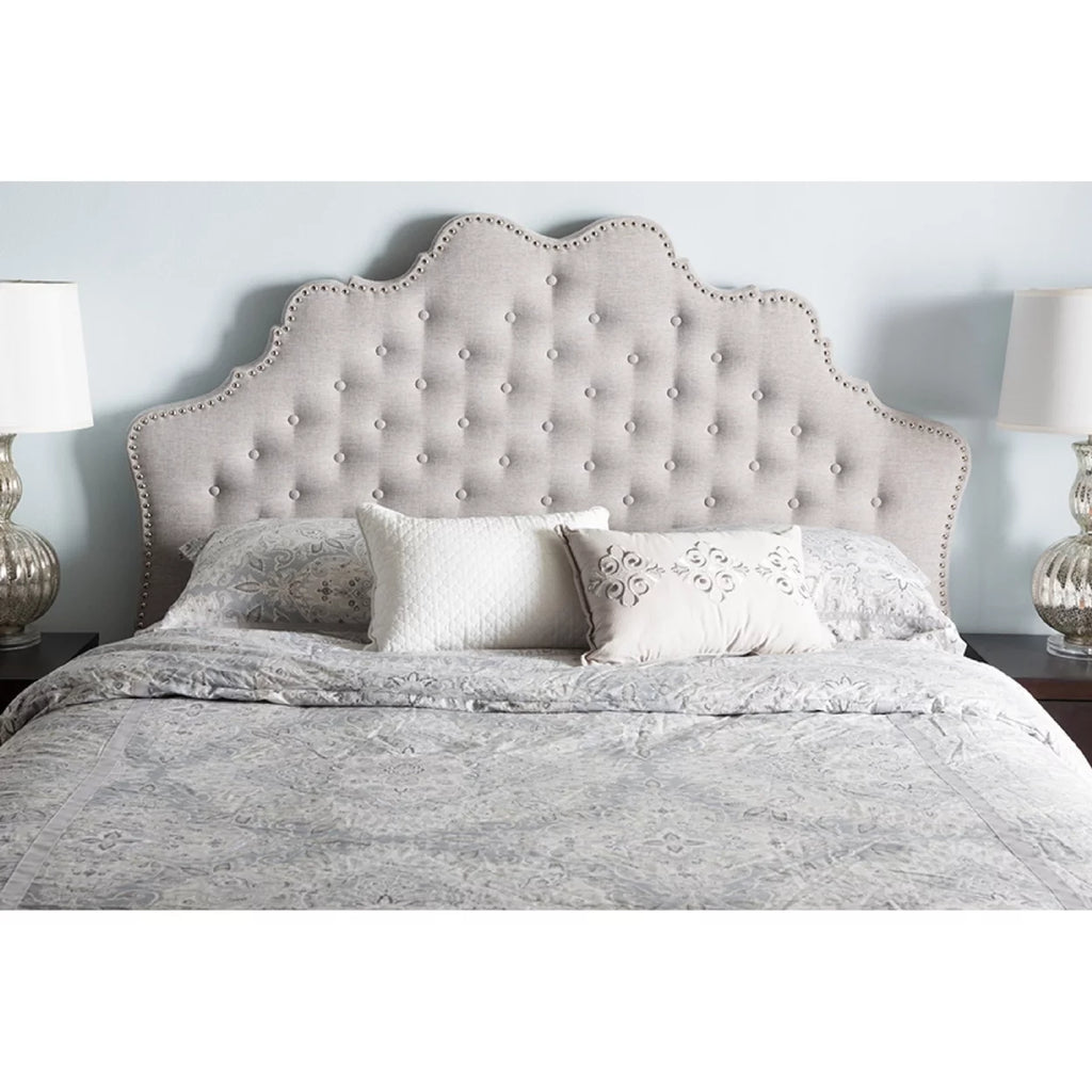 Greyish Beige Fabric Full Size Headboard D816289