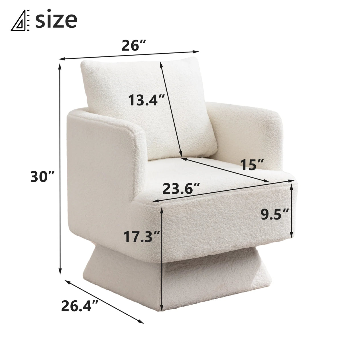 Beige Lamb Wool Swivel Accent Chair F656490