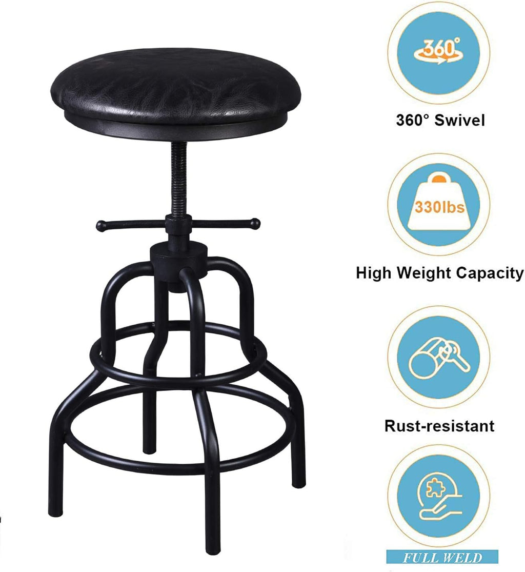 Adjustable Swivel Metal Bar Stool Set of 2 E6956
