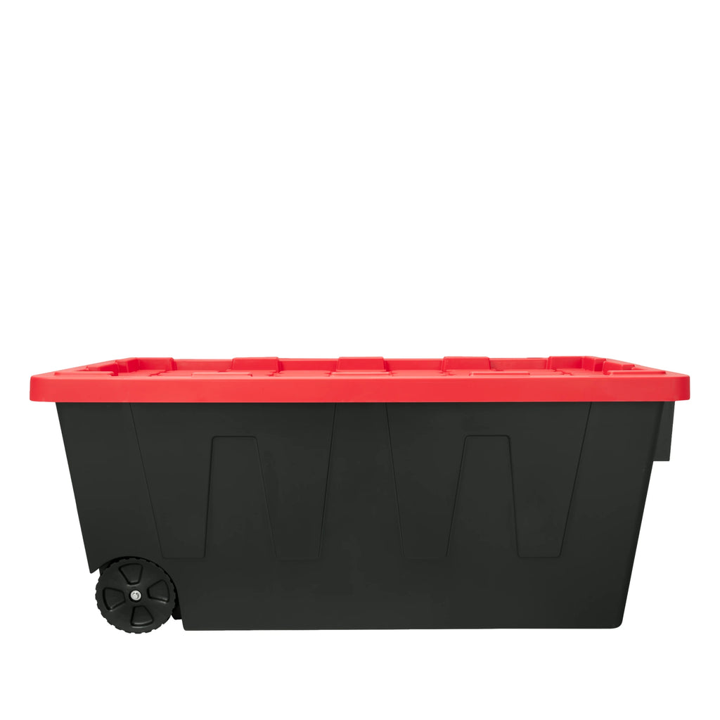 Black 50 Gallon Plastic Storage Bin with Snap Lid K653