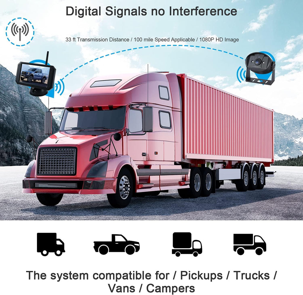 720P HD Digital Wireless Backup Camera System 5 inch Color Monitor O426817