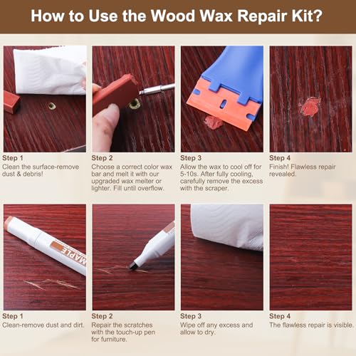 Blue Laminate Wood Floor Repair Kit with Wax Melting Tool, Hard Wax Filler, Marker Pen M193
