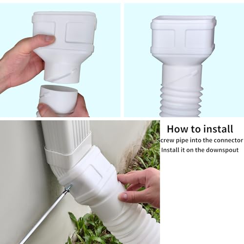 White 7ft Flexible Downspout Extender H312
