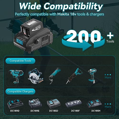 2-Pack 6.0Ah Lithium-ion Battery Compatible with Makita 18V D547106