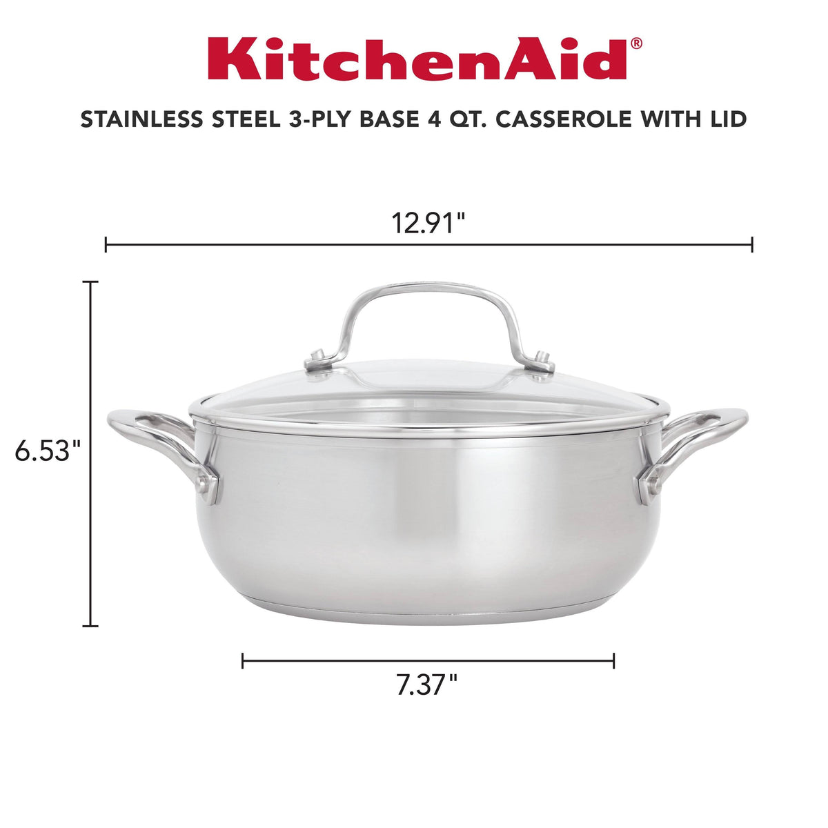Stainless Steel 4qt Casserole with Lid T2529