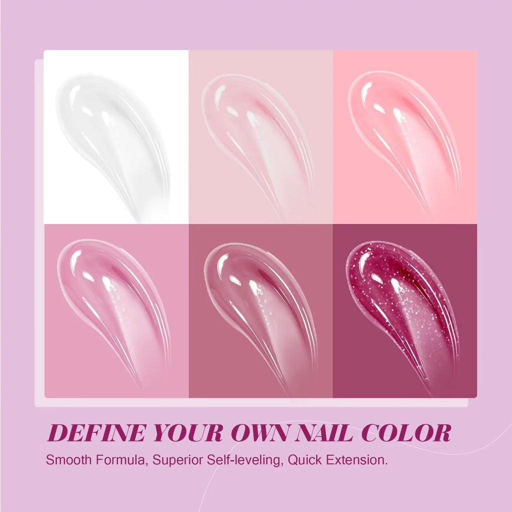 6 Colors Poly Extension Gel Nail Kit with Nail Lamp O903